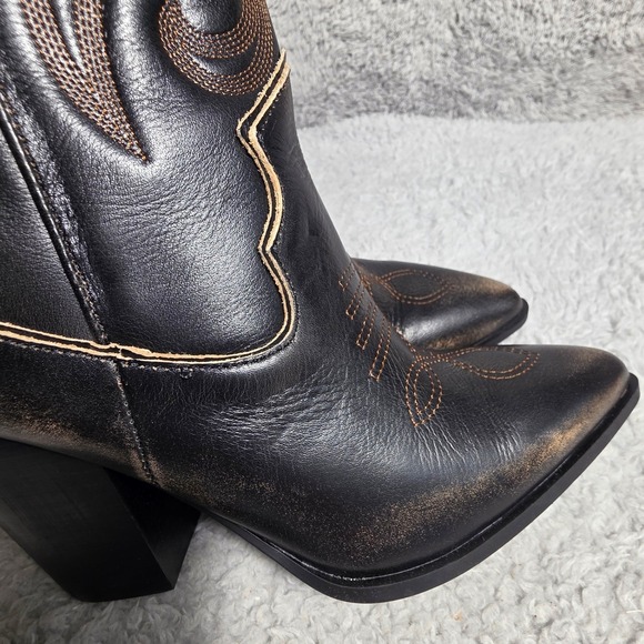 Steve Madden Lasso Western Tall Cowboy Boots Brown Distressed Leather 8.5 NEW - Picture 7 of 13